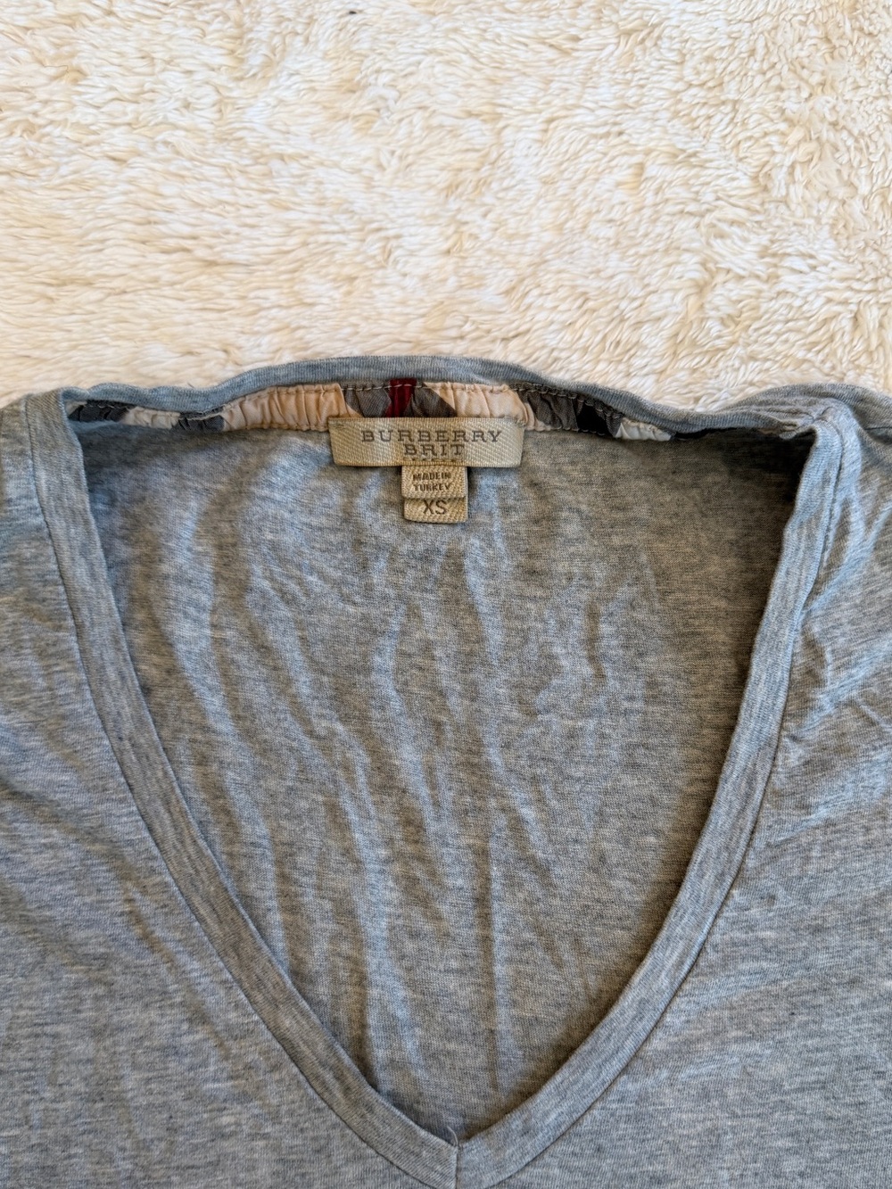 Burberry Gray Heather V-Neck Short Sleeve Tee